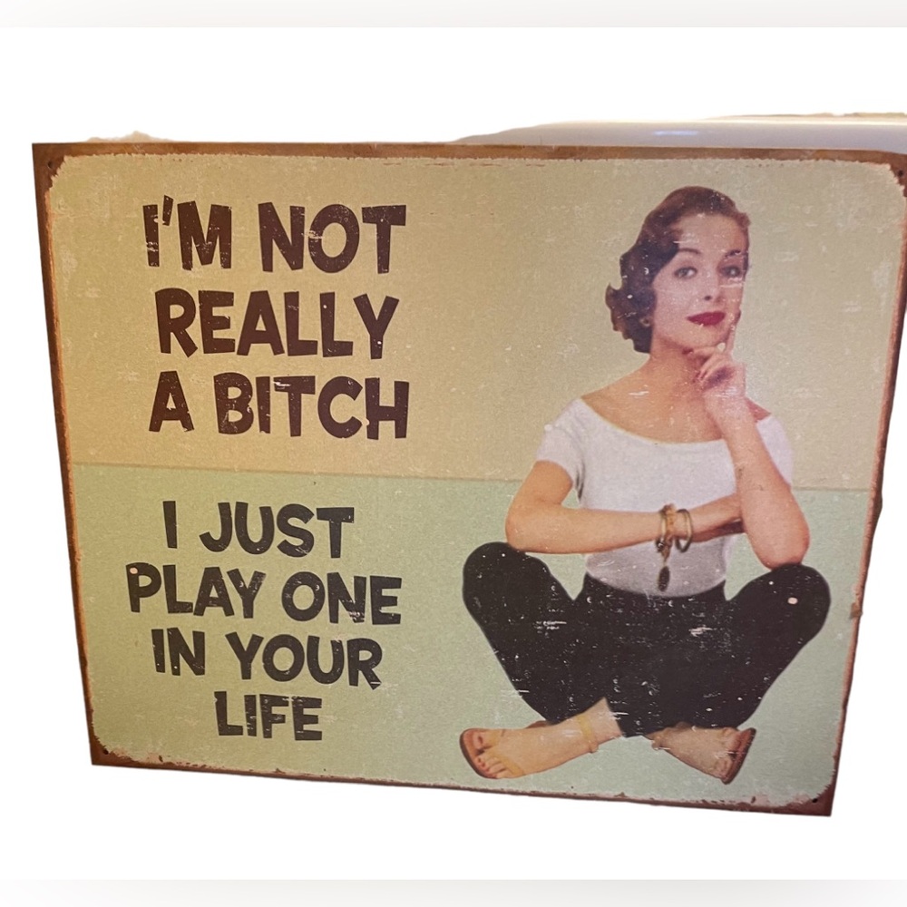 Retro Style Tin Sign, Feminist, Witty, Sarcastic PinUp Girl Sayings. Home, Work